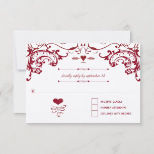 Red Chalkboard Cute Heart Initials Typography RSVP