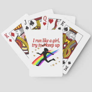 RED CHAMPION GIRL TRACK AND FIELD DESIGN PLAYING CARDS