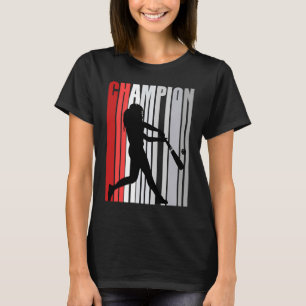 Red Champion Of Baseball Play Games Birthday Compe T-Shirt