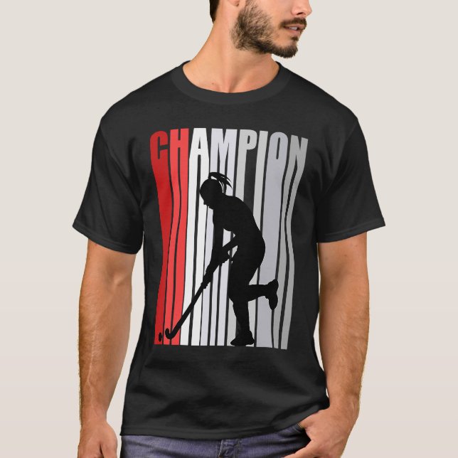 Red Champion Of Hockey Retro Birthday Competition T-Shirt (Front)