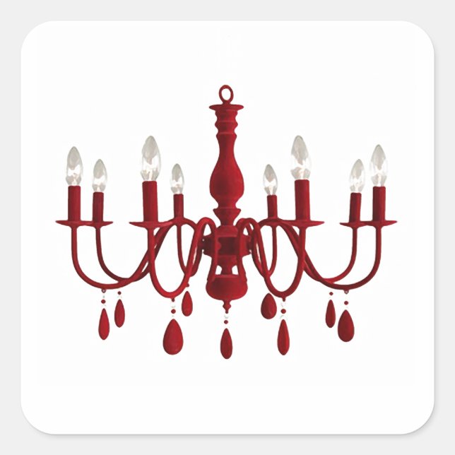 Red Chandelier ~ Square Sticker (Front)