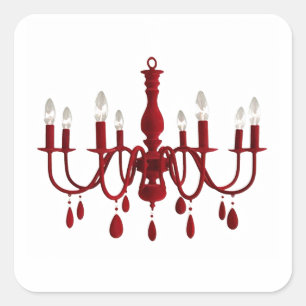 Red Chandelier ~ Square Sticker