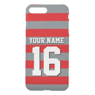 Red Charcoal Team Jersey Preppy Rugby Stripe iPhone 8 Plus/7 Plus Case