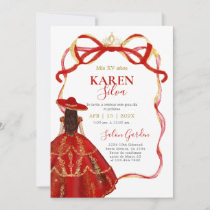 Red Charro Quinceanera Invitation