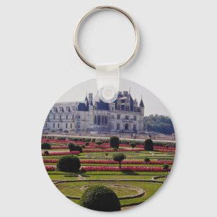 Red Chateau de Chenonceaux, France flowers Key Ring