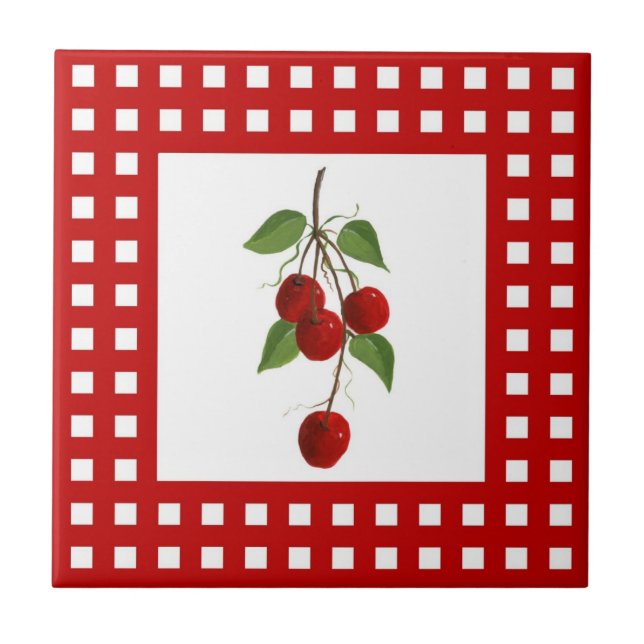 Red Check Cherry Tile (Front)