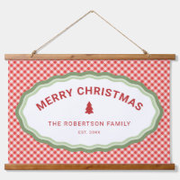 Red Check Gingham Merry Christmas Personalised