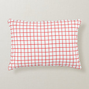 Red Check Gingham Stripe Plaid Pattern Thin Line Decorative Cushion