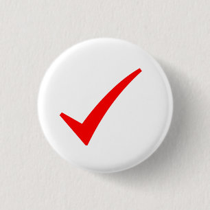 Red Check Mark 3 Cm Round Badge