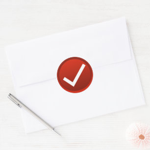 Red Check Mark Symbol Classic Round Sticker