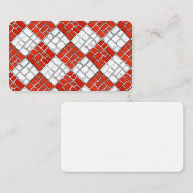 RED CHECK MOSAIC 3.5x2 Flat Note Card / Horizontal (Front/Back)