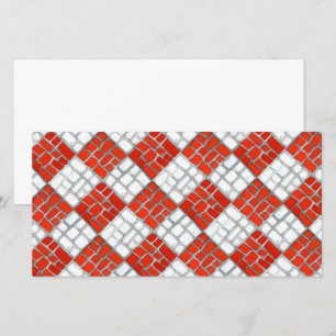 RED CHECK MOSAIC 8x4 Flat Card / Horizontal