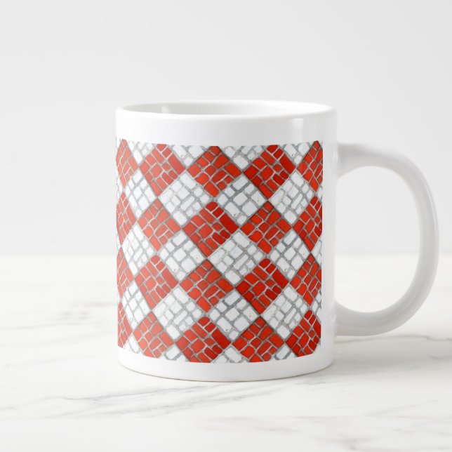 RED CHECK MOSAIC Big White Mug (Right)