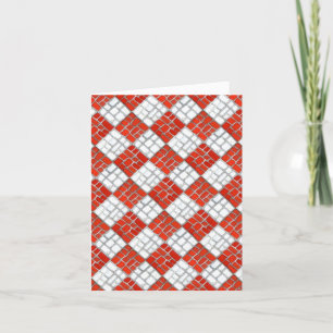 RED CHECK MOSAIC Christmas Note Card