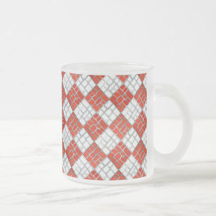 RED CHECK MOSAIC Frosted Glass Mug