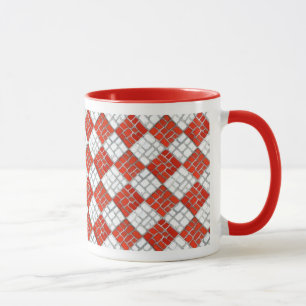 RED CHECK MOSAIC Red Combo Mug