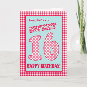 Red Check Polkas Sweet 16th Birthday Girlfriend Invitation