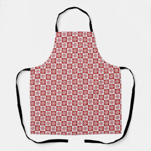 Red Check Snowflake Christmas Holiday Apron
