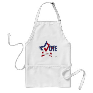 Red Check VOTE with US Flag Star Standard Apron