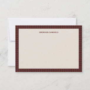 Red checked frame simple classic personalised card