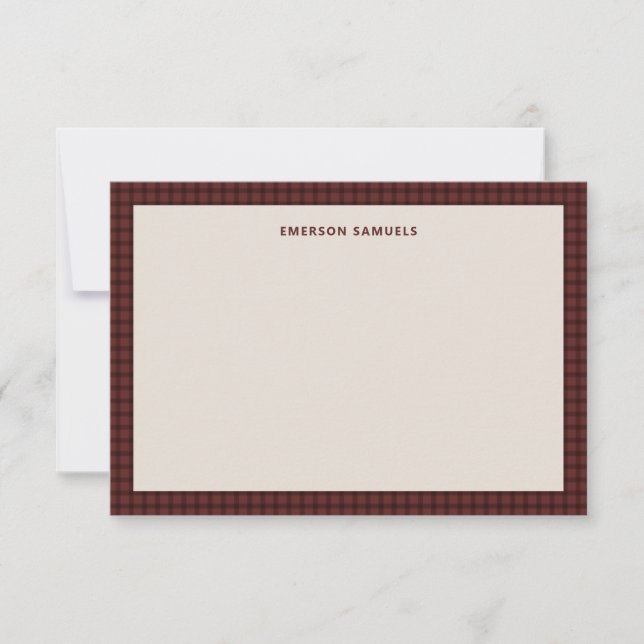 Red checked frame simple classic personalised card (Front)