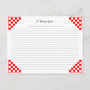 Red Checked Ruled Recipe Card with Equivalents