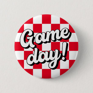 Red Checker Game Day College Sorority 6 Cm Round Badge