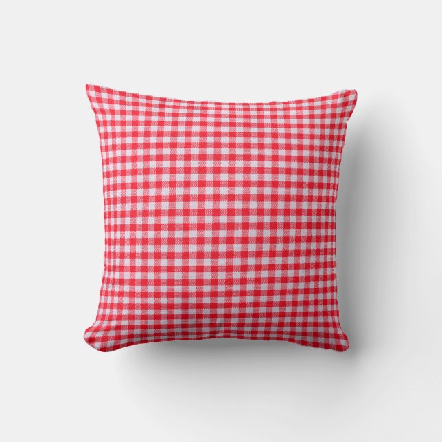 Red checkered fabric closeup , tablecloth texture cushion (Front)