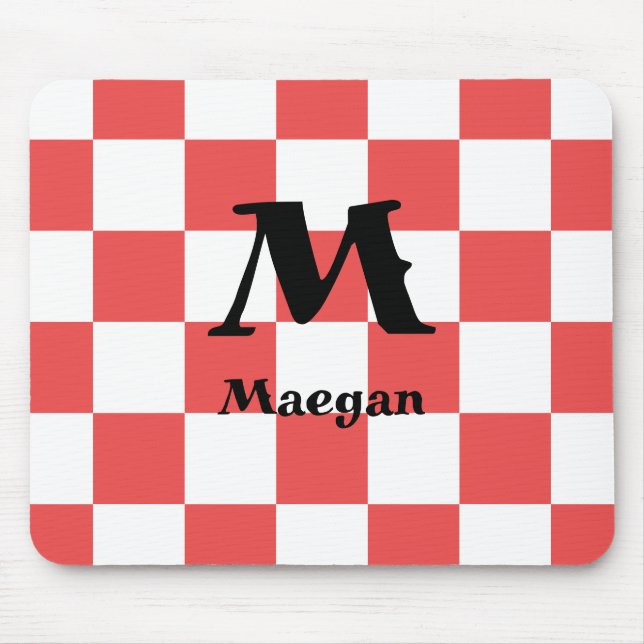 Red Checkered Pattern Background Mousepad (Front)