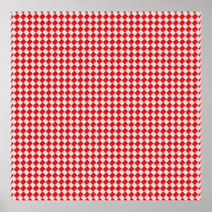 Red Checkered Picnic Tablecloth Background Poster