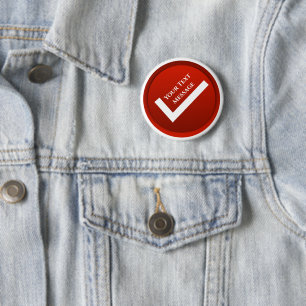 Red Checkmark Symbol 6 Cm Round Badge