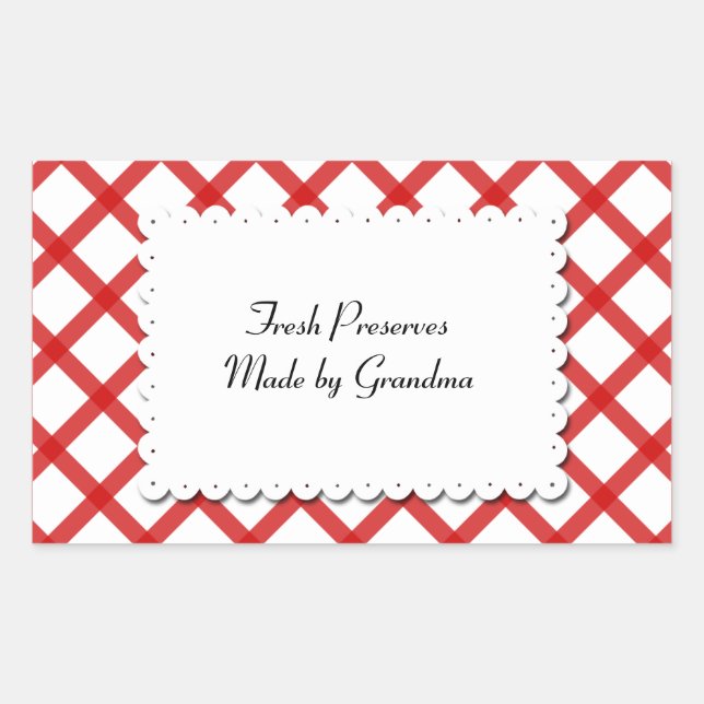 Red Checks White Doilie Custom Sticker (Front)
