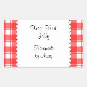 Red Checks White Doily Custom Stickers