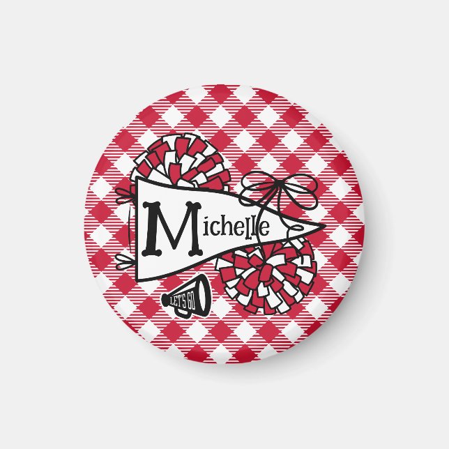 Red Cheer Pennant Personalised Locker Magnet (Front)