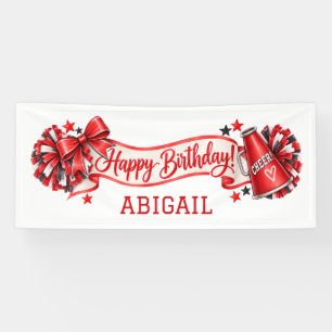 Red Cheer Personalised Name Birthday Party Banner