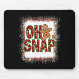 Red Cheerful Sparkly Oh Snap Gingerbread Christmas Mouse Mat