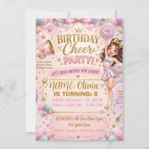 Red Cheerleader Birthday Invitation