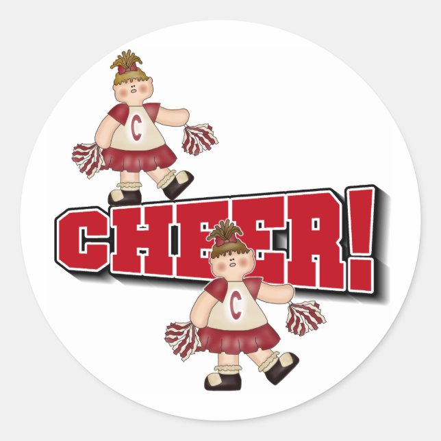 Red Cheerleader Classic Round Sticker (Front)