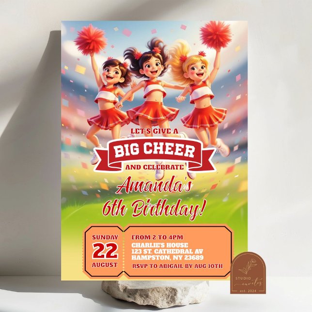 Red Cheerleader Football Teens Birthday Girl Invitation (Creator Uploaded)