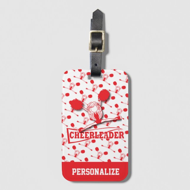 Red Cheerleader Girl Luggage Tag (Front Vertical)