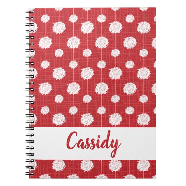 Red Cheerleader Pom Pom Pattern Notebook (Front)