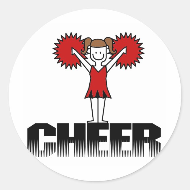 Red Cheerleader T-shirts and Gifts Classic Round Sticker (Front)