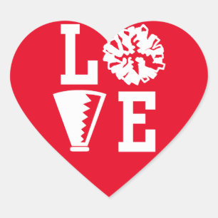 Red Cheerleaders Love Heart Heart Sticker