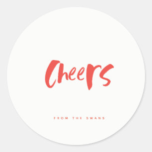 Red Cheers Gift Tag Sticker