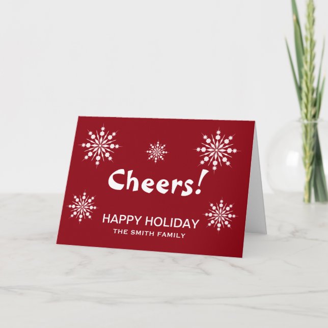 Red Cheers to Holiday Christmas Snowflake (Front)