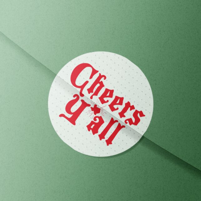 Red Cheers Y'all Classic Round Sticker (Creator Uploaded)