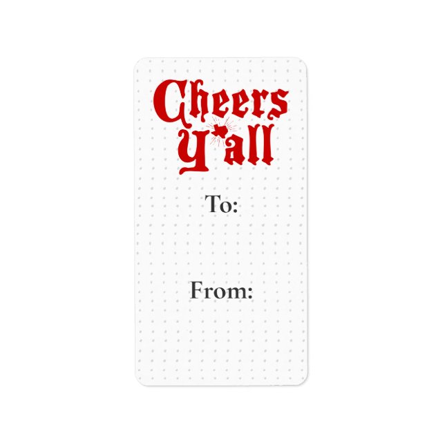 Red Cheers Y'all Gift Tag Sticker (Front)