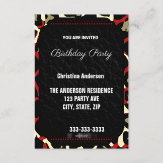 Red Cheetah Birthday Invitation