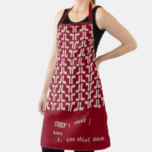 red CHEF Mud Cloth Tribal Africa Pattern