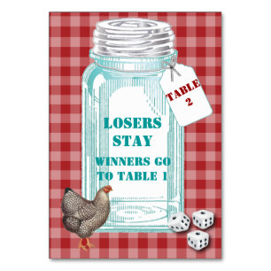Red Chequered Bunco Dice Table Card #1